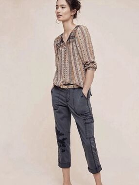 Anthropologie Hei Hei Wanderer Embroidered Cargo Pant 27